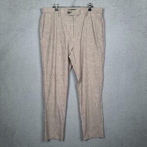 Banana Republic Pants Mens 35x32 Tan Glen Plaid Linen Blend Trousers Old Money